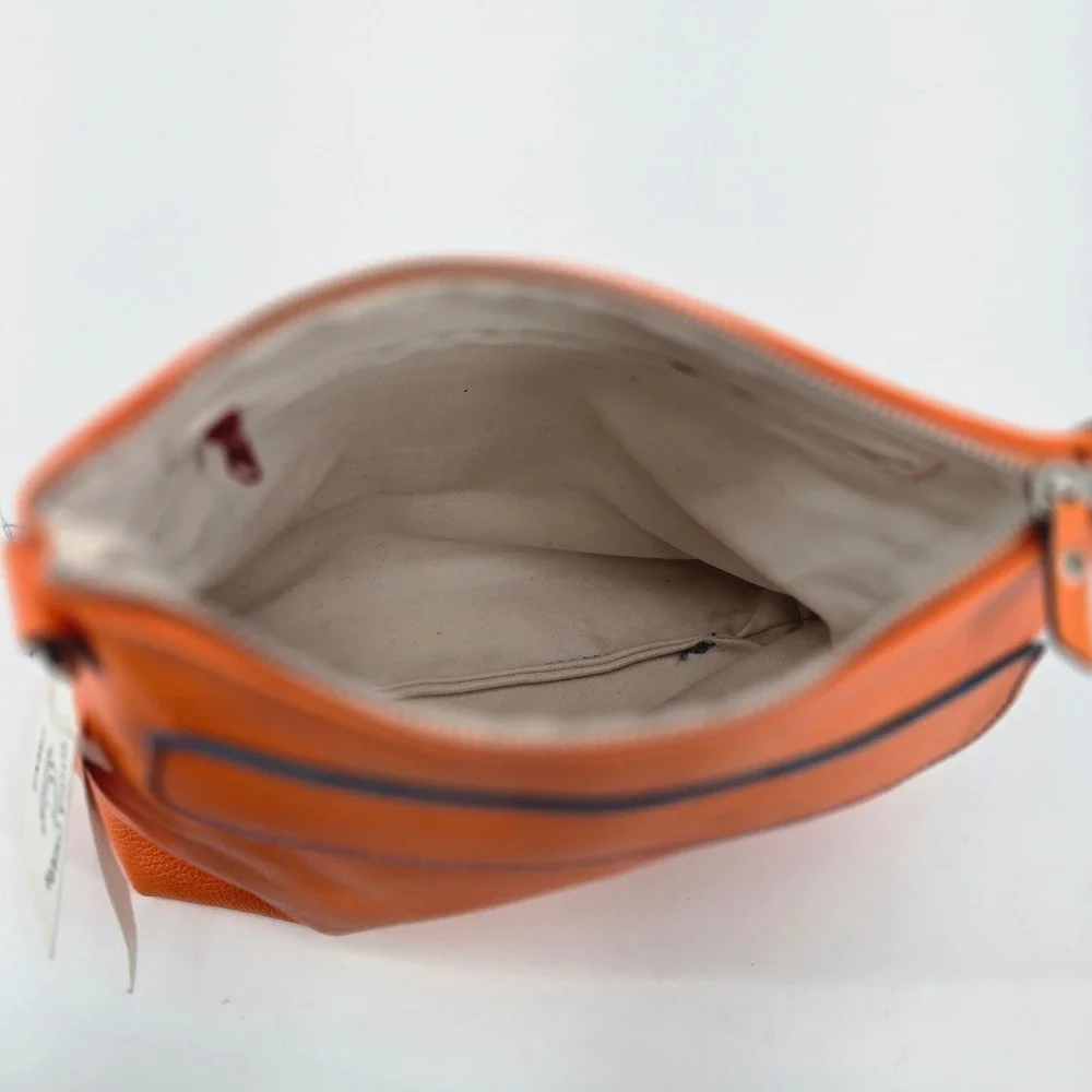 Gioia Chiara Firenze Orange Leather Zip Crossbody Bag Clutch NWT No Strap Italy